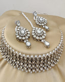 Lovely White Color Necklace, Earrings and Matha Tikka Special Occasion