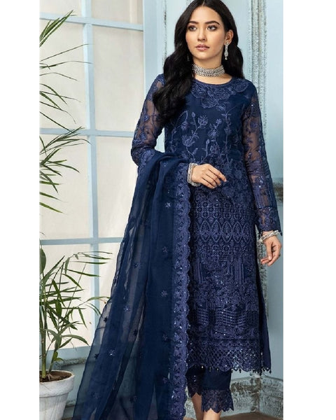 Beautiful Blue Color Heavy Butterfly Net with Heavy Sequins Embroidery and Patch Work Kurti Suit for Special Occasion