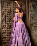 Beautiful Wedding Special Purple Color Georgette Sequins Embroidery Lehenga Choli with Net Dupatta