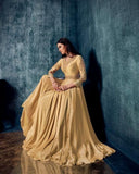Gorgeous Champagne Color Floor Length Satin Gown with Chiffon Dupatta for Special Occasion