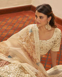 Gorgeous Beige Color Art Silk Lehenga Choli and Organza Dupatta with Thread Sequins Embroidery and Gota Patti Work