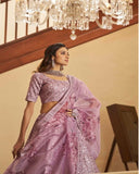 Charming Dusty Pink Color Art Silk Lehenga Choli and Organza Dupatta with Thread Sequins Embroidery and Gota Patti Work