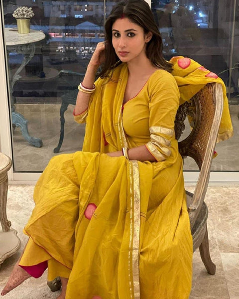 Beautiful Yellow Color Chiffon Silk Salwar Suit with Georgette Dupatta for Special Occasion