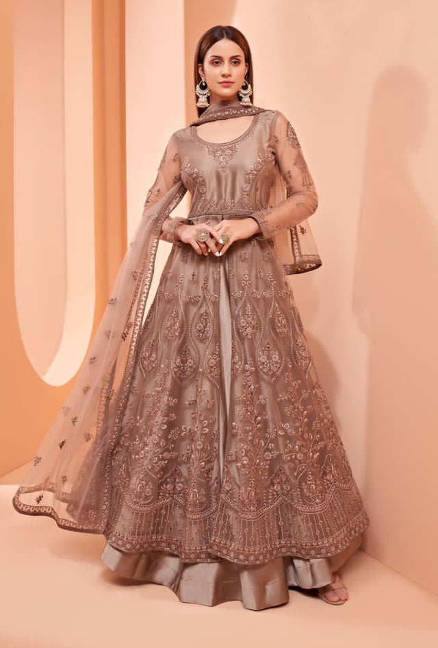 Designer Party wear Brown Anarkali Suit Designer Party wear Brown Anarkali Suit