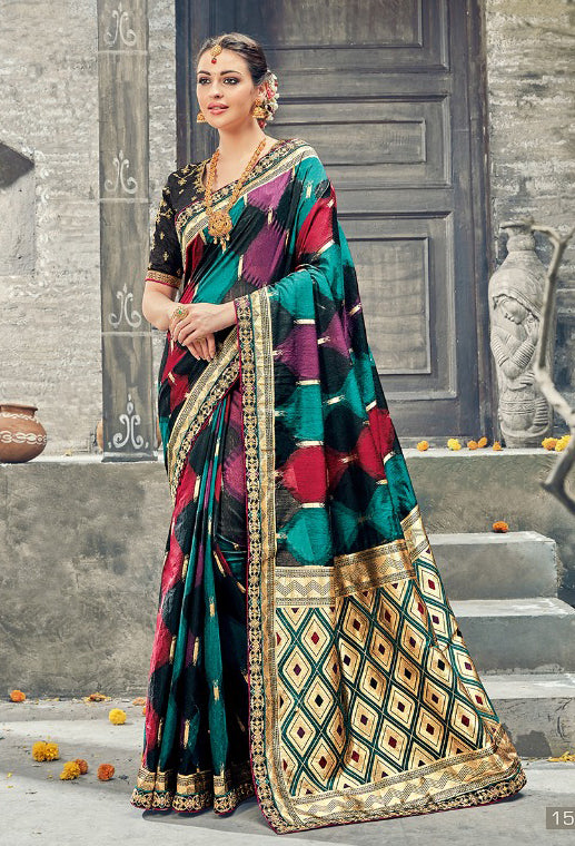 Dial N Fashion Multicolor Designer Classic Wear Art Silk Saree - Dial N  Fashion