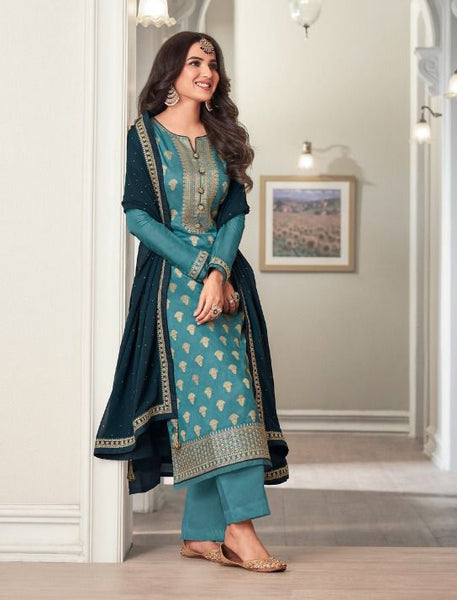 Designer Party wear Blue Palazzo Suit