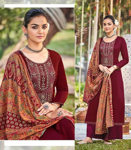 Maroon Color Designer Palazzo Suit