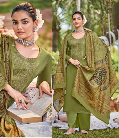 Green Color Designer Palazzo Suit