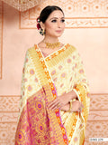 Cream Banarasi Silk Saree
