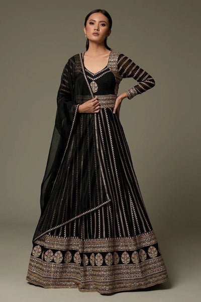 Black Color Georgette Churidar Anarkali Salwar Suit