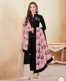 Black Color Cotton Churidar Salwar Suit