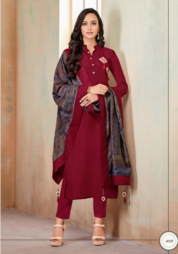Plue Color Cotton Churidar Salwar Suit – Sulbha Fashions
