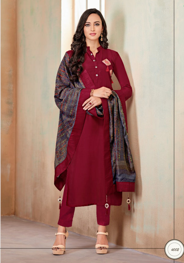 Brown Color Cotton Churidar Salwar Suit – Sulbha Fashions