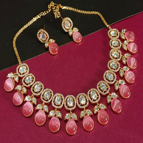 Golden & Pink Color Beautiful Lustrous Necklace