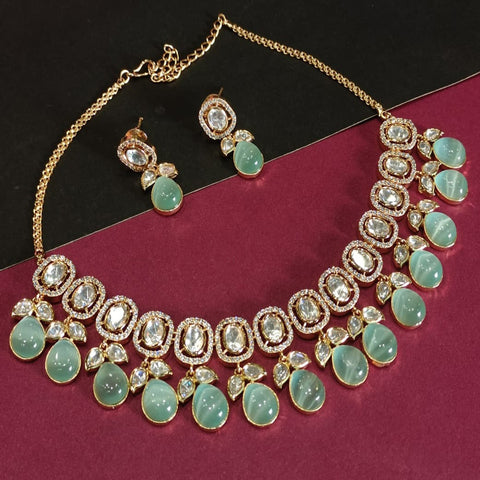 Golden & Green Color Beautiful Lustrous Necklace