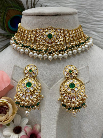 Beautiful Golden and White Color Necklace & Earrings