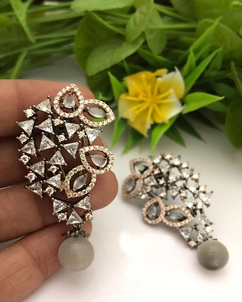 Buy Beaded Earrings Monochrome Colour Earrings Grey Diamond Shaped Beaded  Earrings Silver Beaded Surround Grey Tassel Dangly Earrings Online in India  - Etsy