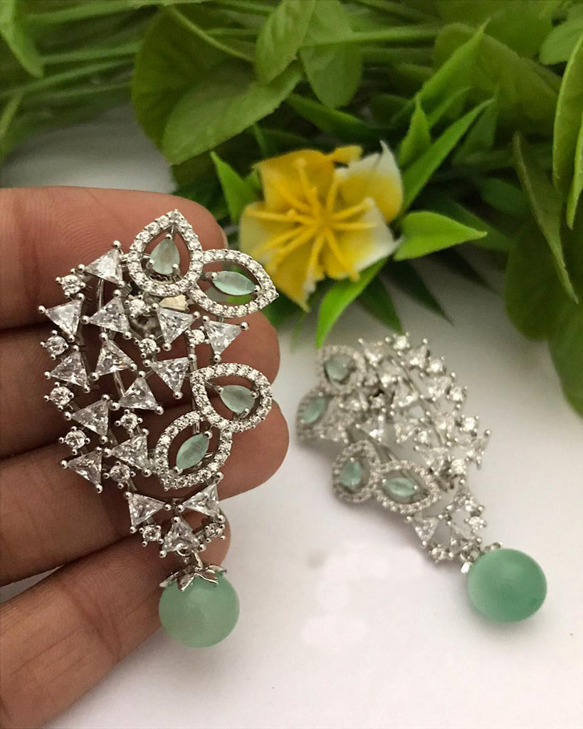 Beautiful White and Light Green Color Earrings for Special Occasion Beautiful White and Light Green Color Earrings for Special Occasion
