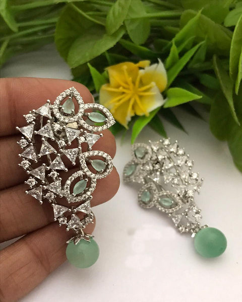Beautiful White and Light Green Color Earrings for Special Occasion