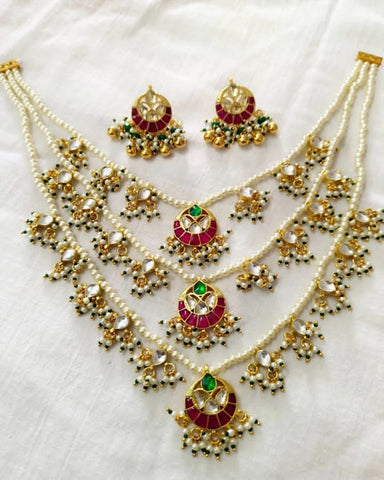 Green & White Kundan Necklace Set