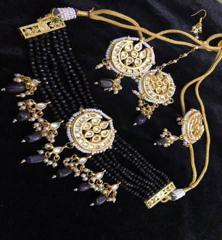 Beautiful Golden Color Kundan choker with back meenakari Necklace