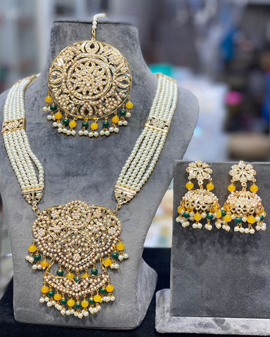 Beautiful Golden and yellow Color Necklace, Earrings for Special Occasion