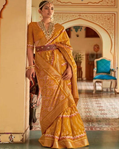 Designer Smooth Golden Patola Silk Saree