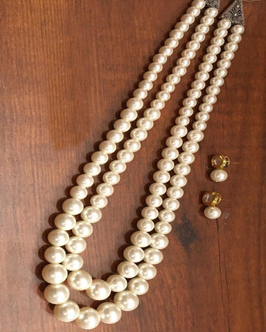 Party Wear White Pearl Beaded Necklace