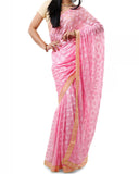 Pink Color Phulkari Saree