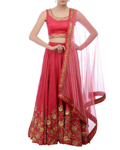 designer Red Color Lahenga