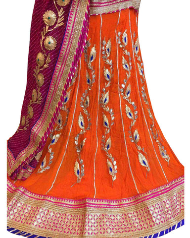 Orange Color Ghoomar Dance Costume