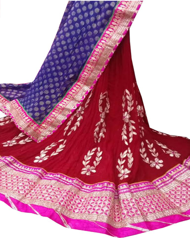 Maroon Color Ghoomar Dance Costume