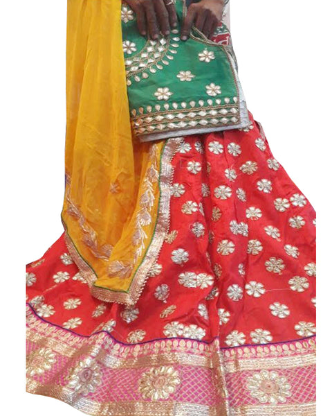Red Color Ghoomar Dance Costume