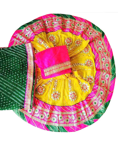 Lemon Yellow Color Ghoomar Dance Costume