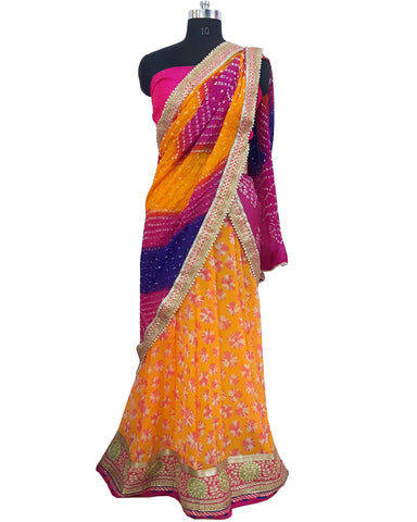 Light Orange Color Ghoomar Dance Costume