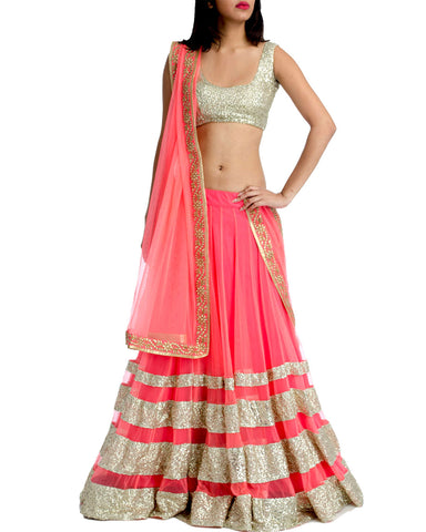 Designer Party Peach Lehenga