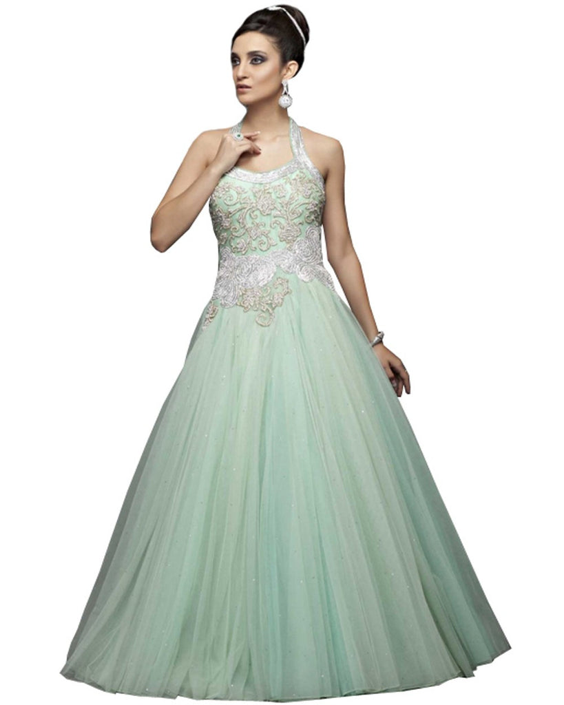 Designer Sea Green Party Gown Designer Sea Green Party Gown