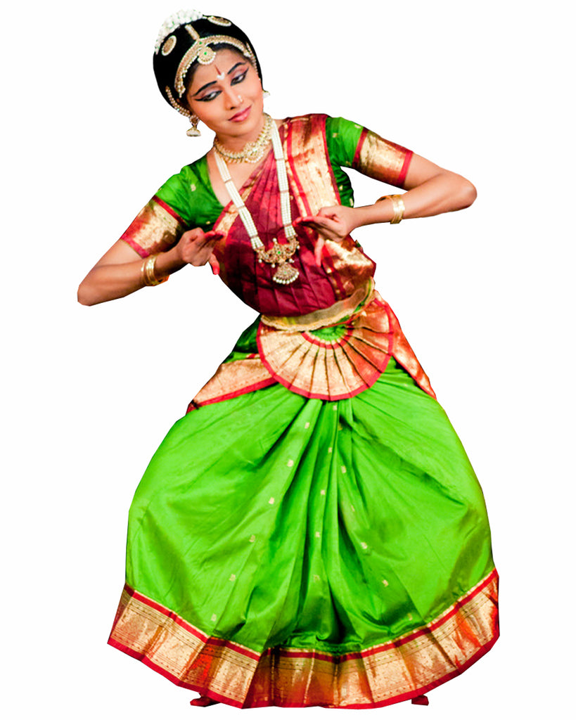 Bharatnatyam Green Color Dance Costume – Sulbha Fashions