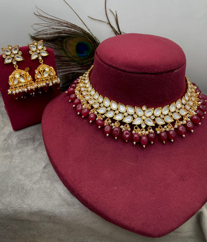 Beautiful Golden and Red Color Necklace, Earrings  for Special Occasion