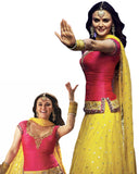 Preity Zinta Yellow Pink Embroidered Lehnga