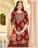 Designer Party Wear Browm Color Palazzo Suit