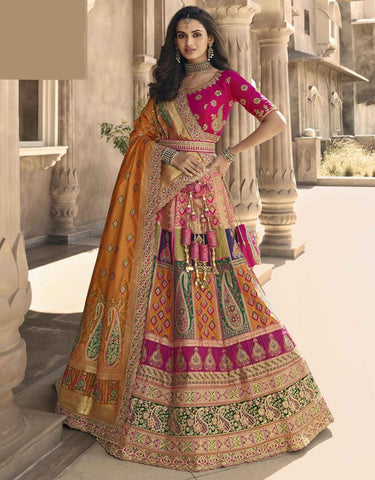 Party Wear Pink & Golden Color Lehenga Choli