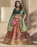 Party Wear Pink & Green Color Lehenga Choli