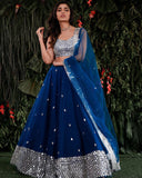 Blue color georgette designer lehnga choli