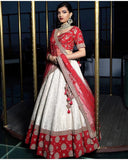 Red and white color Designer Lehenga