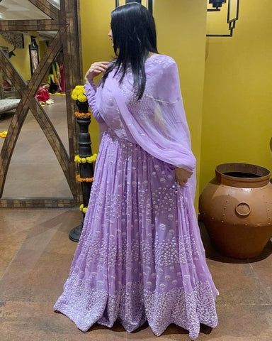 Lilac Color Designer Lehenga