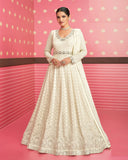White color Soft Embroidery Work Anarkali salwar Suit