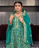 Sea Blue Color Georgette With Heavy Embroidery Work Straghit Sharara Suit