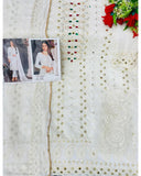 White color Faux Gerogette With Embroidery Work Staright Salwar Suit