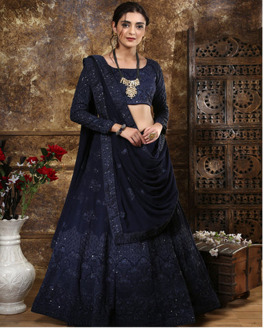 Navy blue color designer embroidary sequence work lehenga choli